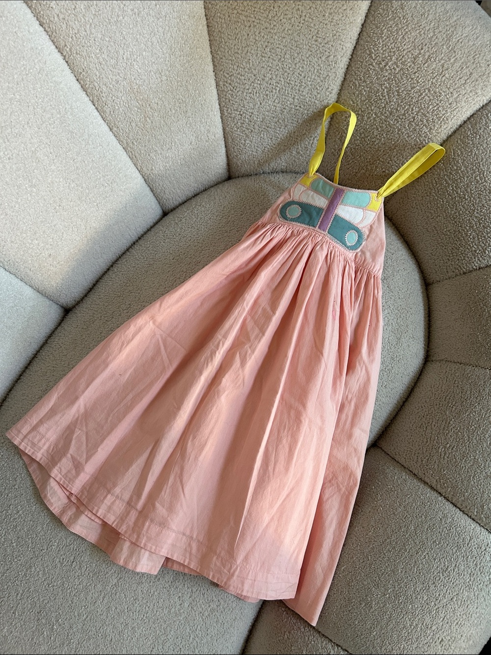 Stella McCartney Pink Dress with Yellow Straps and Teal Accents